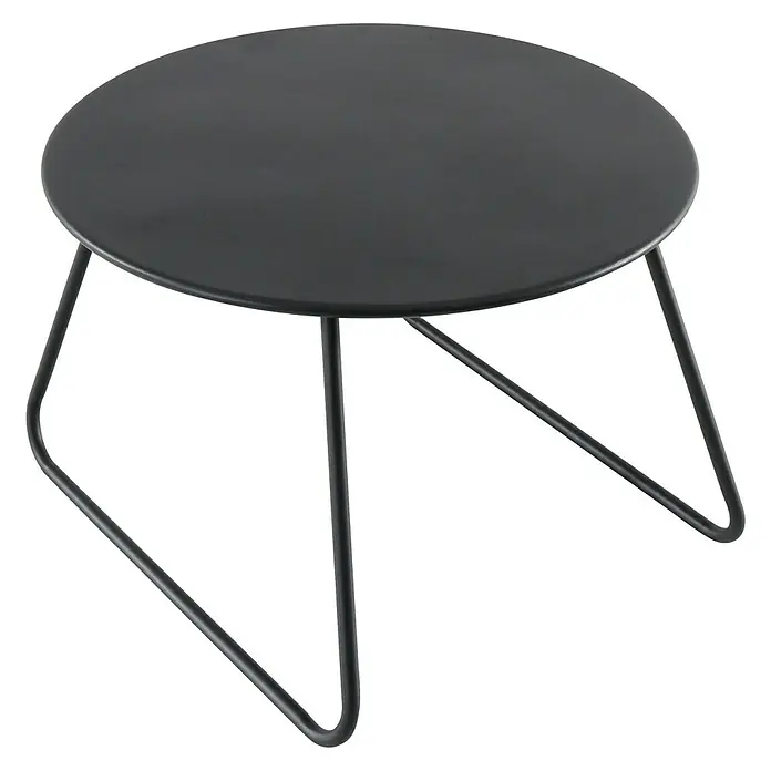 Sunfun Sarah Garten-Beistelltisch rund - Ø x H: 60 x 41,5 cm, Stahl, Schwarz - Ein schwarzer, runder Beistelltisch mit einem minimalistischen Design und drei schlanken Metallbeinen. Perfekt für moderne Wohnräume.