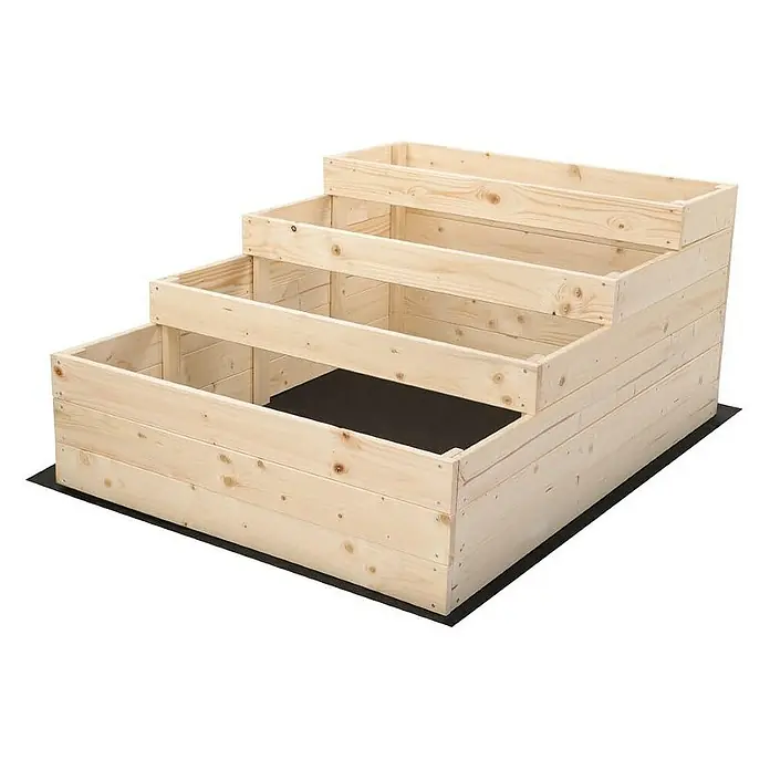 Proregal Hochbeet TREPPEN Holz - 120 x 90 x 54 cm, Holz, Natur