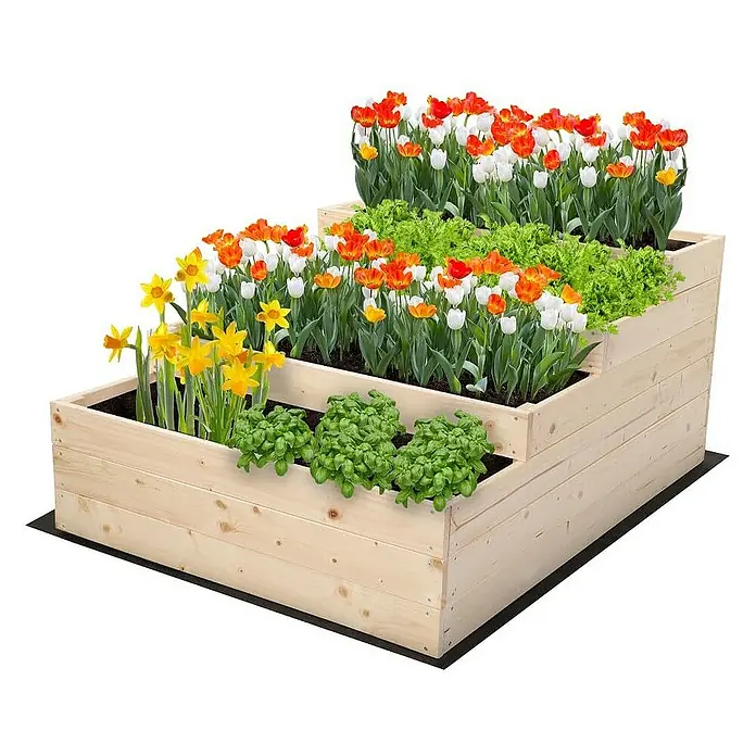 Proregal Hochbeet TREPPEN Holz - 120 x 90 x 54 cm, Holz, Natur