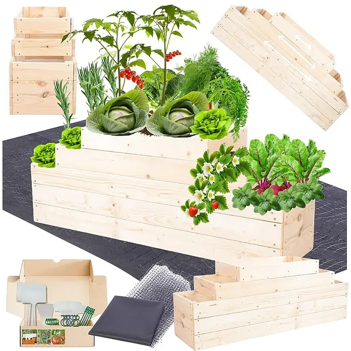 Proregal Hochbeet GardenStep Holz - 30 x 117 x 45 cm, Holz, Natur
