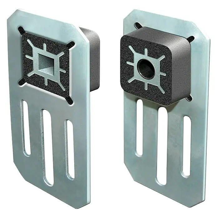 Schellenberg Soporte para persianas 20304 - 2 ud. - Aisladores de vibración montados en la pared con placas de metal y relleno de espuma para la reducción de ruido y aislamiento de vibraciones.