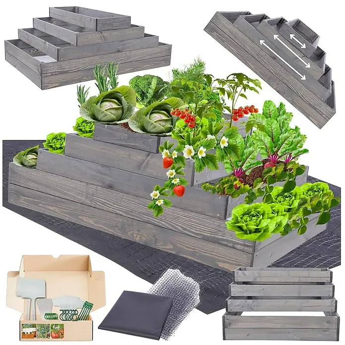 Proregal Hochbeet GardenStep Holz - Holz, Grau