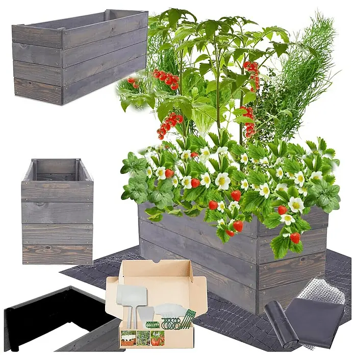 Proregal Hochbeet Growline Holz - 30 x 93 x 36 cm, Holz, Grau