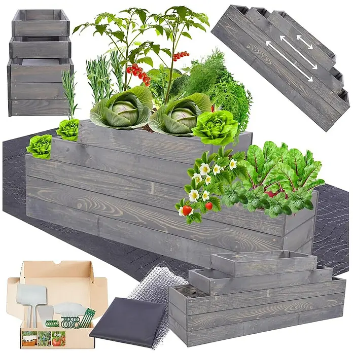 Proregal Hochbeet GardenStep Holz - Holz, Grau