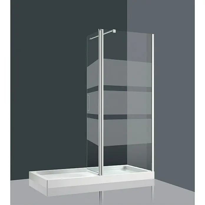 Mampara de ducha fija Walk-In Jepri - An x Al: 115 x 195 cm, Cromo - Elegante cabina de ducha con paneles de vidrio transparente y un diseño moderno, perfecto para cualquier baño.