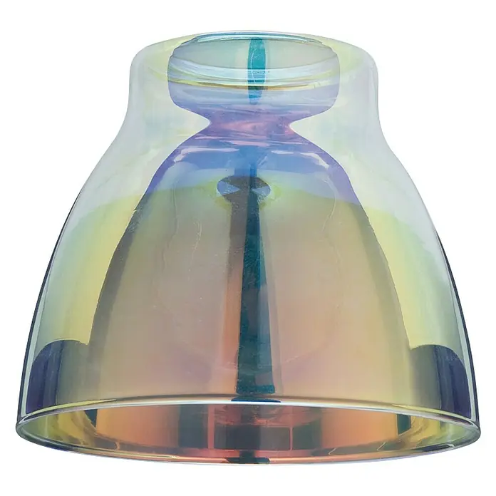 Paulmann DecoSystems Lampenschirm Wolbi - Durchmesser: 9 cm, Dichroic, Glas, Rund - Nahaufnahme eines schillernden Glaslampenschirms, der elegante Reflexionen und subtile Farbverläufe aufweist.