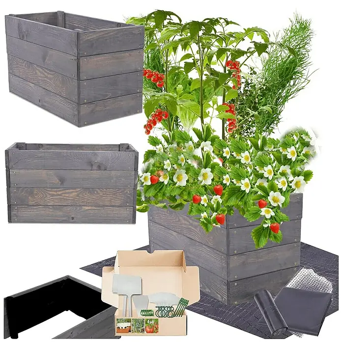 Proregal Hochbeet Growline Holz - 30 x 63 x 36 cm, Holz, Grau