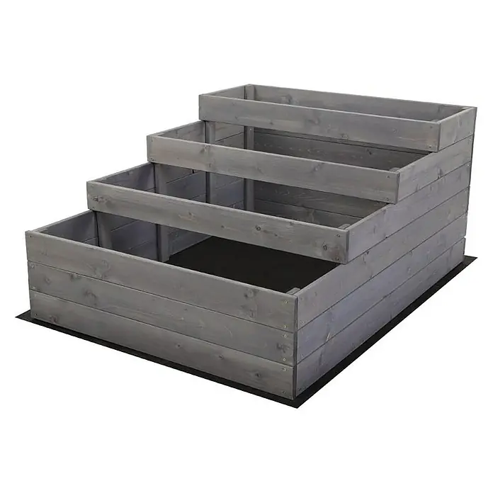 Proregal Hochbeet TREPPEN Holz - Holz, Grau