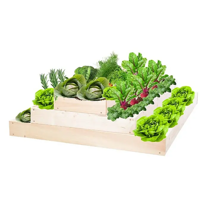 Proregal Hochbeet GardenStep Holz - 100 x 90 x 27 cm, Holz, Natur
