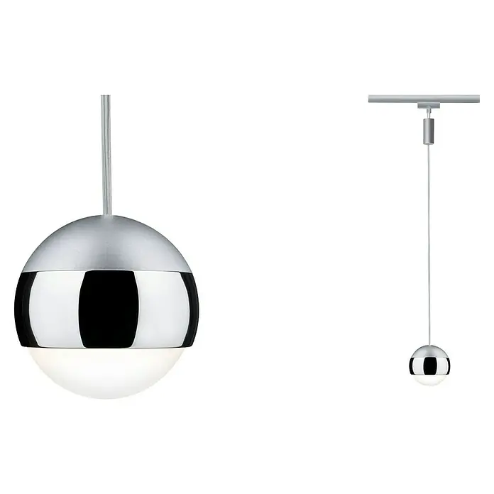 Paulmann URail LED-Pendelleuchte Capsule IIWarmweiß, Chrom, Ø x H: 8,7 x 130 cm - Silberfarbene Kugelpendelleuchte mit drei Abschnitten, die für eine moderne und stilvolle Beleuchtung sorgt.