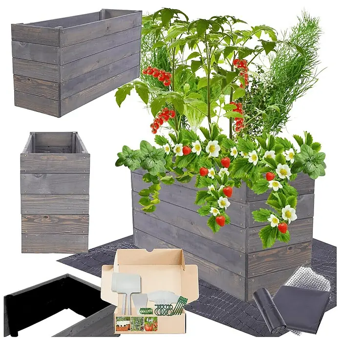 Proregal Hochbeet Growline Holz - 30 x 83 x 45 cm, Holz, Grau