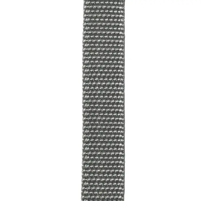 Cinta para persiana - Gris, Largo: 6 m, Anchura de la correa: 18 mm - Primer plano de una correa textil gris y texturizada, ideal para manualidades, ropa o como fijación duradera. Su patrón tejido aporta un toque sofisticado.