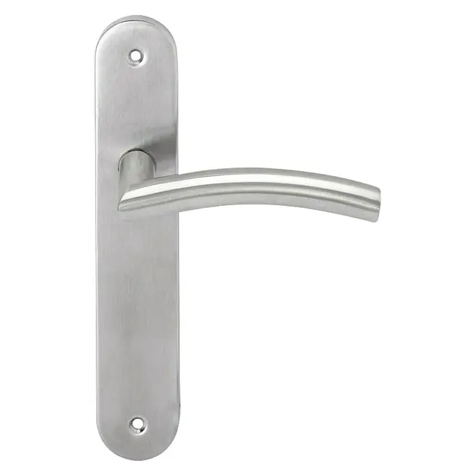 GDK Conjunto de picaporte PLQDT008 - Acero inoxidable - Manilla de puerta de acero inoxidable con placa ovalada y bordes redondeados para interiores modernos.