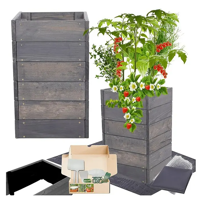 Proregal Hochbeet Growline Holz - 30 x 33 x 54 cm, Holz, Grau