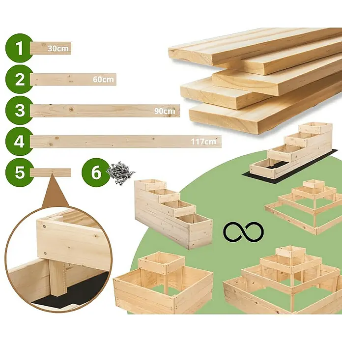 Proregal Hochbeet TREPPEN Holz - Holz, Natur