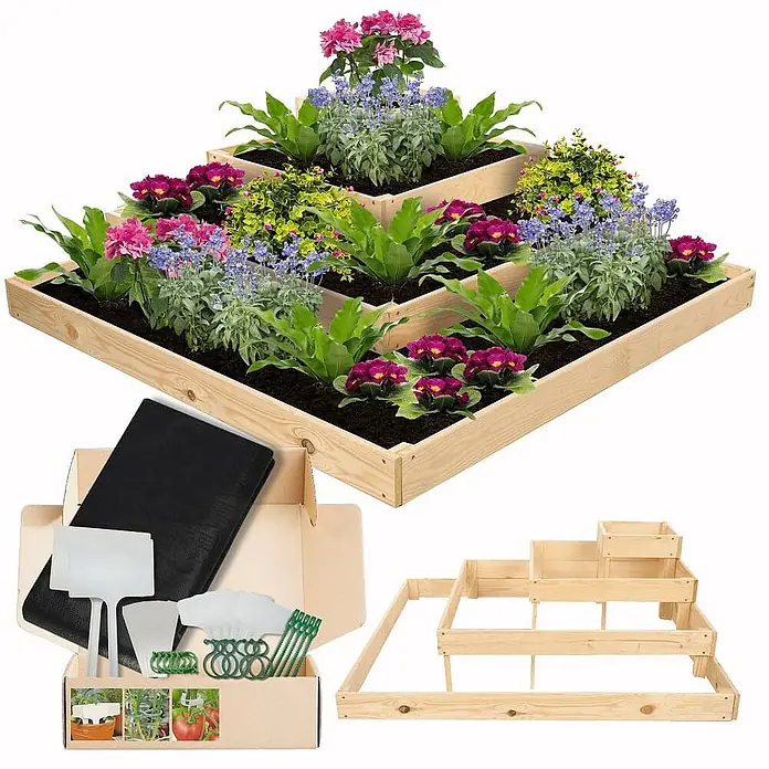 Proregal Hochbeet TREPPEN Holz - Holz, Natur