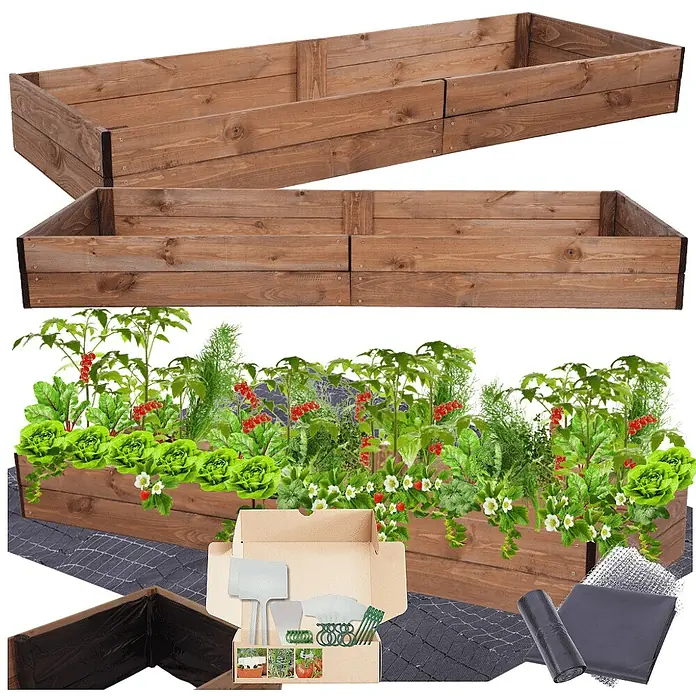 Proregal Hochbeet Growline Holz - 80 x 203 x 18 cm, Holz, Braun