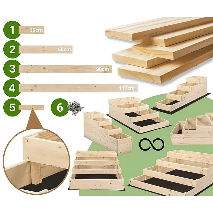 Proregal Hochbeet TREPPEN Holz - Holz, Braun