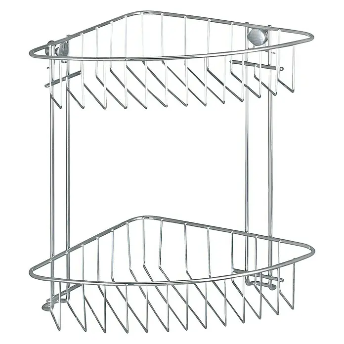 Wenko Classic Eckduschkorb - L x B x H: 19,5 x 26,5 x 26,5 cm, Verchromt - Eckregal aus Metall mit zwei Ablagen zur Aufbewahrung von Duschutensilien.