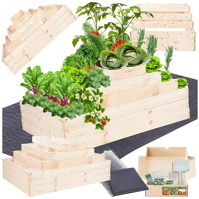 Proregal Hochbeet GardenStep Holz - 120 x 117 x 54 cm, Holz, Imprägniert