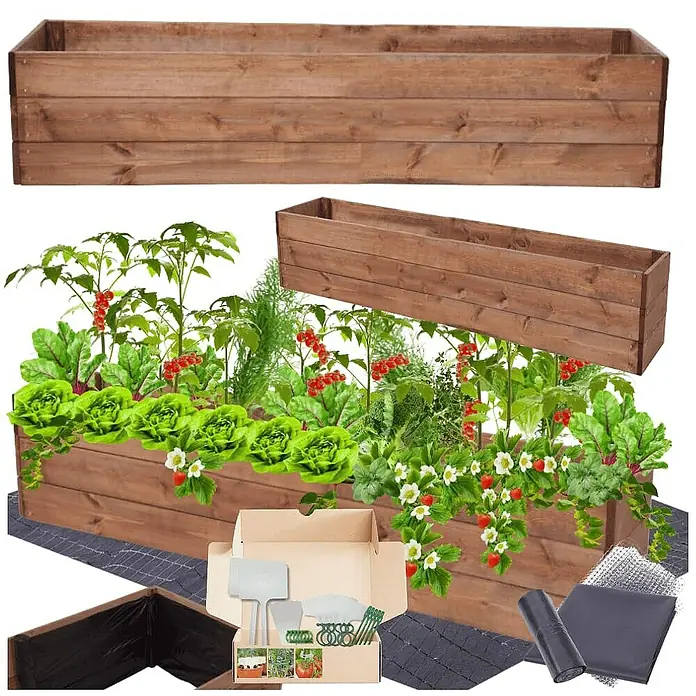 Proregal Hochbeet Growline Holz - 30 x 120 x 27 cm, Holz, Braun