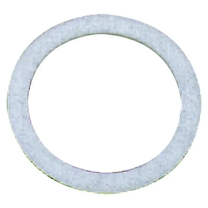 Junta para radiadores en envase - 1 ", 5 ud. - Primer plano de un anillo de sellado circular blanco con una textura fina similar al mármol, ideal para diversas aplicaciones de sellado.