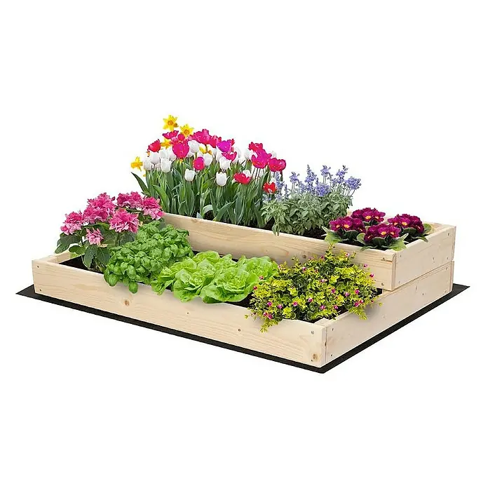 Proregal Hochbeet TREPPEN Holz - 63 x 90 x 18 cm, Holz, Natur