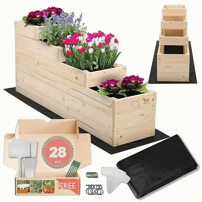 Proregal Hochbeet TREPPEN Holz - Holz, Natur