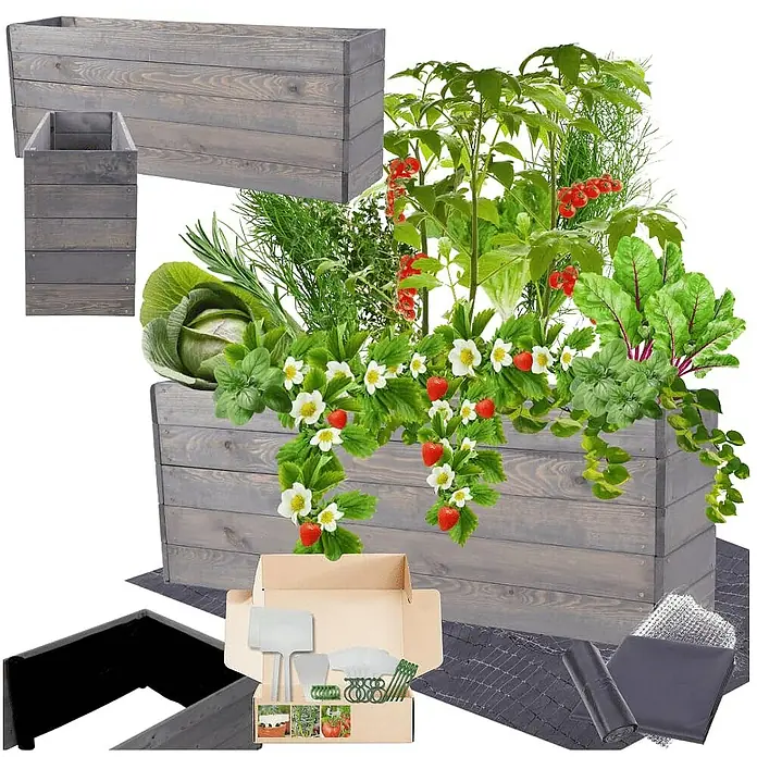Proregal Hochbeet Growline Holz - 30 x 120 x 45 cm, Holz, Grau