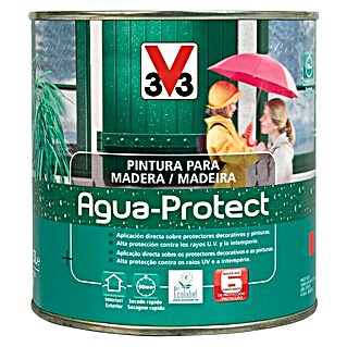 V33 Pintura protectora para la madera Agua Protect (Rojo carruaje, 500 ml, Satinado)