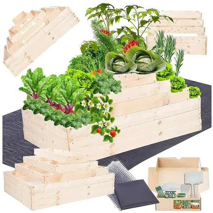 Proregal Hochbeet GardenStep Holz - 80 x 90 x 27 cm, Holz, Imprägniert