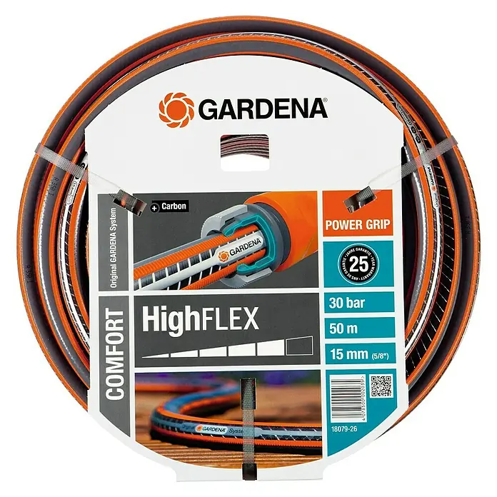 Gardena Manguera para jardín High Flex - Ø x L: 15 mm x 50 m - Manguera de jardín GARDENA Comfort HighFLEX: Duradera, flexible y de larga duración, ideal para el riego del jardín. Con Power Grip para un agarre seguro.