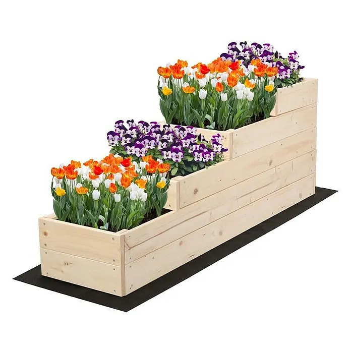 Proregal Hochbeet TREPPEN Holz - 120 x 30 x 45 cm, Holz, Natur