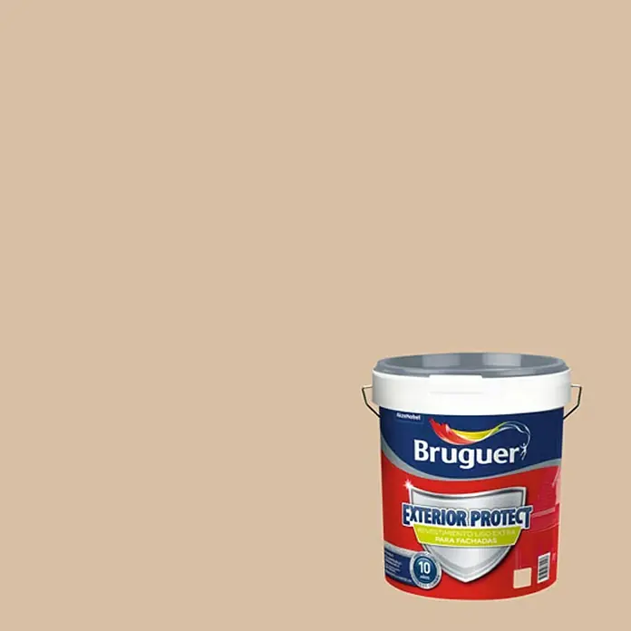 Bruguer Pintura para fachadas de acrilato puro Exterior Protect Extra - Tierra, 4 l - Primer plano de un cubo de pintura para fachadas Bruguer Exterior Protect.
