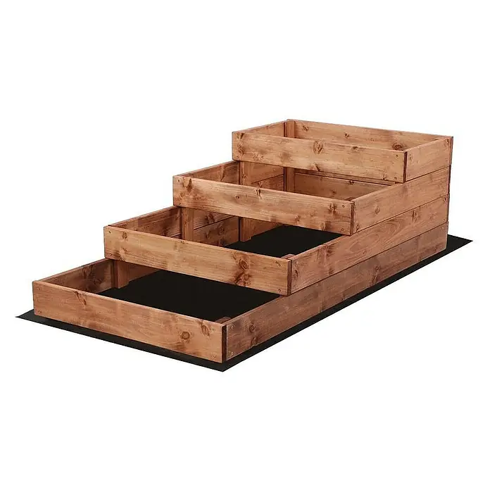 Proregal Hochbeet TREPPEN Holz - 120 x 60 x 36 cm, Holz, Braun