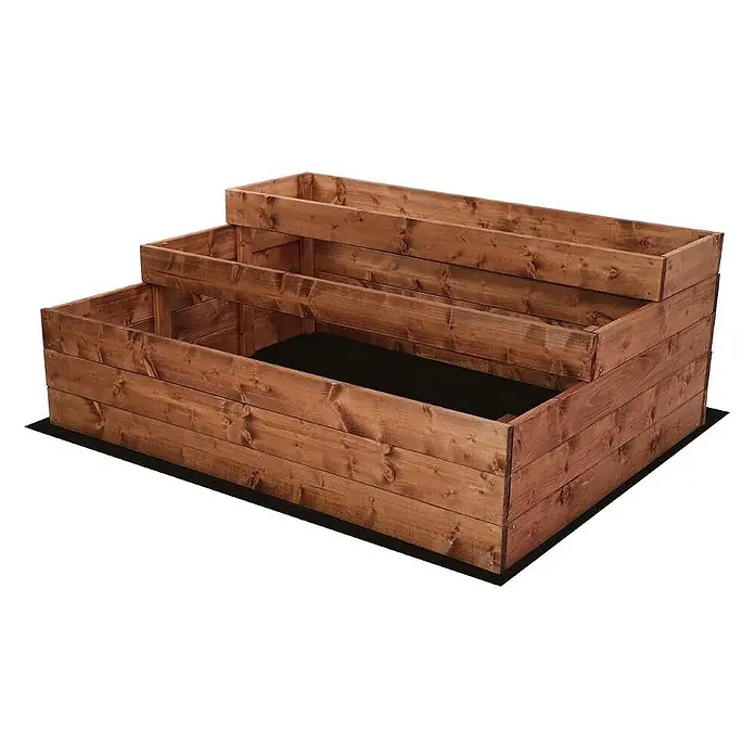 Proregal Hochbeet TREPPEN Holz - 93 x 117 x 45 cm, Holz, Braun