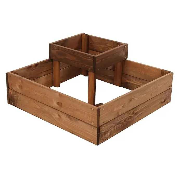 Proregal Hochbeet TREPPEN Holz - 62 x 62 x 27 cm, Holz, Braun