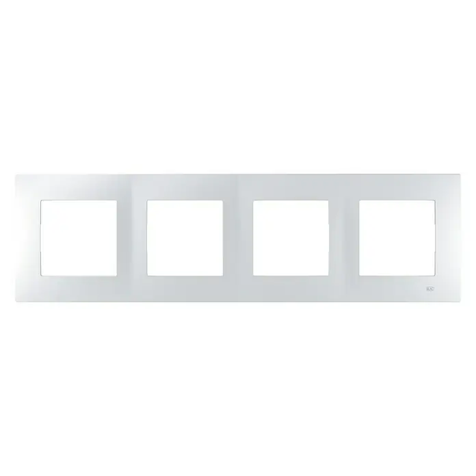 BJC Viva Marco - Blanco polar, Modelo de mecanismos: x 4, Plástico, Colocar - Tapa de interruptor múltiple blanca con cuatro recortes cuadrados.
