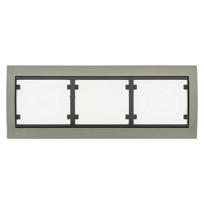 Siemens Delta Iris Marco - Mocca, Modelo de mecanismos: x 3, Aluminio, Instalar - Marco de interruptor para tres módulos, de plástico gris, para montaje en pared en interiores.