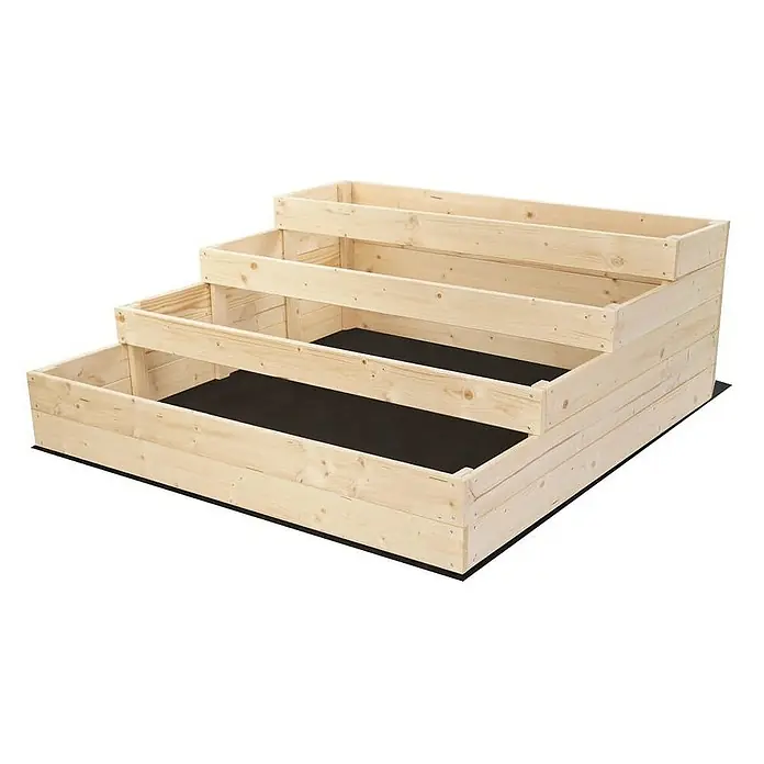 Proregal Hochbeet TREPPEN Holz - 120 x 117 x 45 cm, Holz, Natur