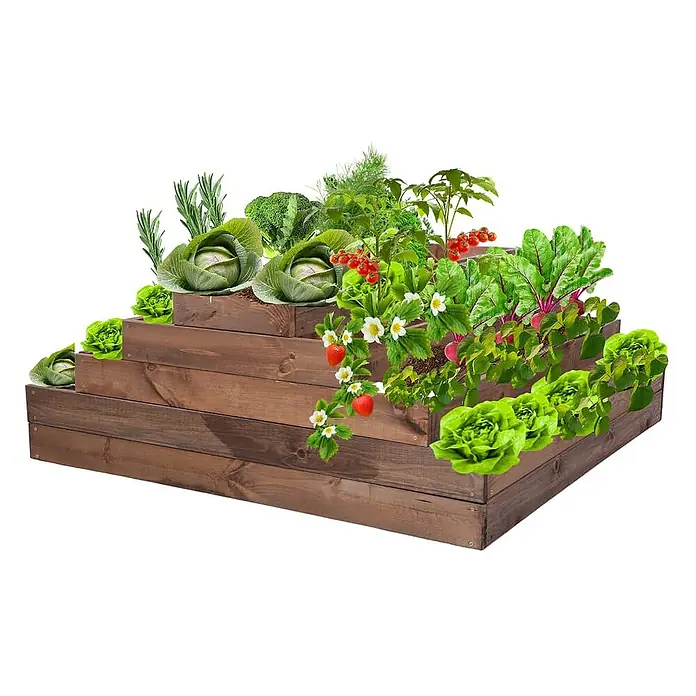 Proregal Hochbeet GardenStep Holz - 100 x 117 x 45 cm, Holz, Braun