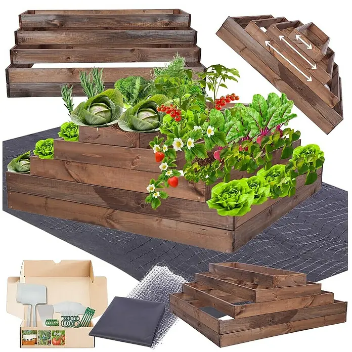 Proregal Hochbeet GardenStep Holz - 100 x 117 x 45 cm, Holz, Braun