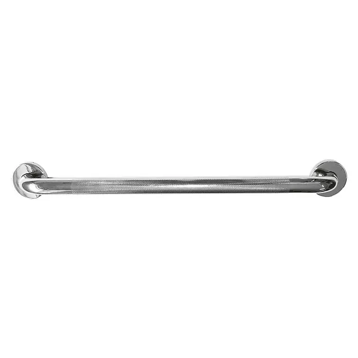 CM Baños Asidero de baño D - Acero inoxidable, Plateado - Barra de apoyo para baño de color cromo con superficie moleteada para mayor agarre y seguridad al ducharse.