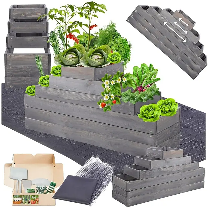 Proregal Hochbeet GardenStep Holz - Holz, Grau