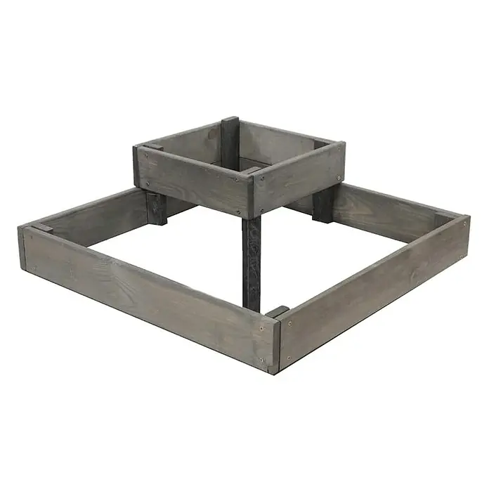 Proregal Hochbeet TREPPEN Holz - 62 x 62 x 18 cm, Holz, Grau