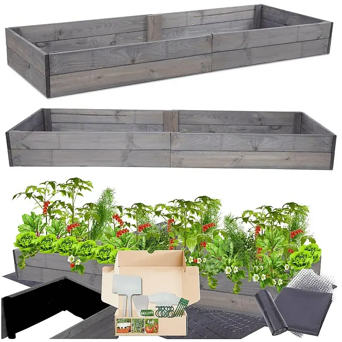 Proregal Hochbeet Growline Holz - 80 x 237 x 18 cm, Holz, Grau
