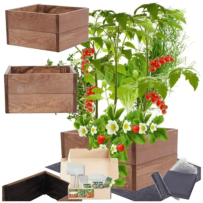Proregal Hochbeet Growline Holz - 30 x 33 x 18 cm, Holz, Braun
