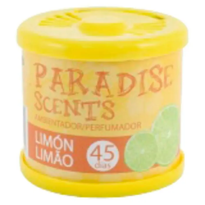 Ambientador de coche - Limón, 8 sem. - Un ambientador amarillo Paradise Scents con aroma a limón, que ofrece hasta 45 días de fragancia fresca para tu espacio.