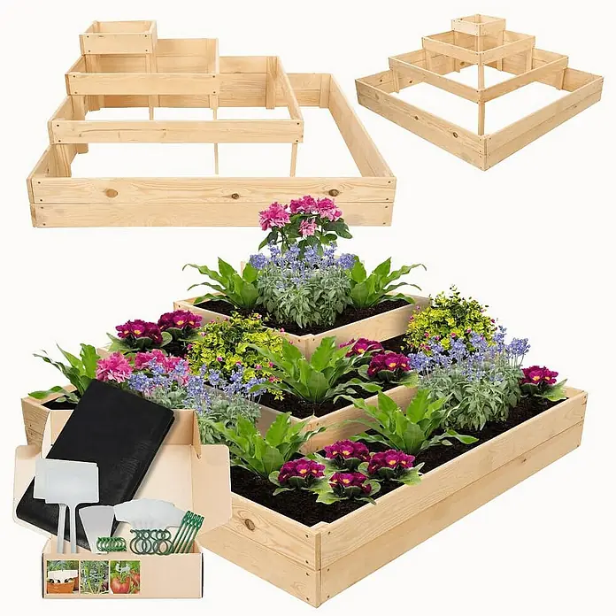 Proregal Hochbeet TREPPEN Holz - Holz, Natur