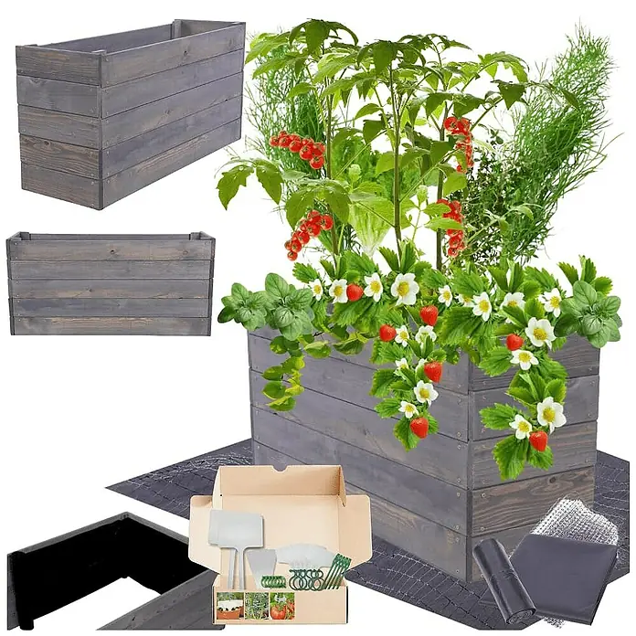 Proregal Hochbeet Growline Holz - 30 x 103 x 45 cm, Holz, Grau